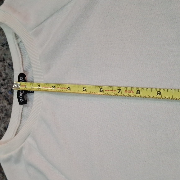 "MECLOTH" SZ. M, Ladies white, rainbow sleeves, 100%polyester, like new conditio - Picture 10 of 14